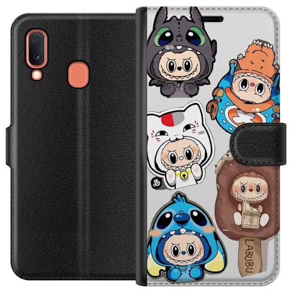 Samsung Galaxy A20e Lompakkokotelo Labubu hahmokokoelma - Pop Mart Labubu The Monsters väriluulisessa muotoilussa