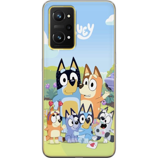 Realme GT Neo 3T Genomskinligt Skal Bluey mobilskal med hela familjen i färgglad design