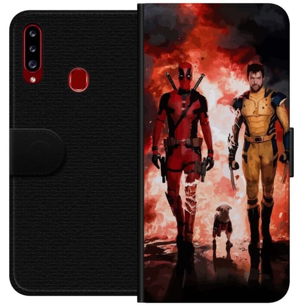Kompatibel Tegnebogsetui til Samsung Galaxy A20s Wolverine Deadpool