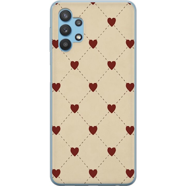 Samsung Galaxy A32 5G Genomskinligt Skal Heart Grid