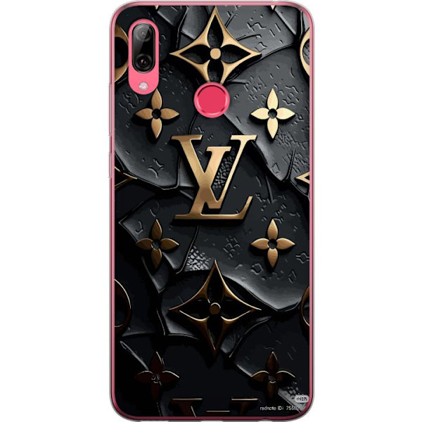 Huawei Y7 (2019) Läpinäkyvä kuori Louis Vuitton Tumma tila Suunnittelu Musta Ylellisyys Tyyli Muoti Suosittu Graafinen Kuvio Muotisymboli Luksusbr