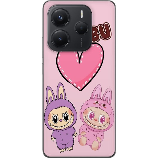 Xiaomi Redmi Note 14 Genomskinligt Skal Labubu Pink Monster