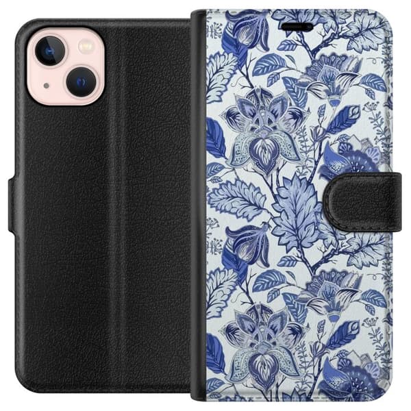 Kompatibelt Plånboksfodral till Apple iPhone 13 Blommor Blå...