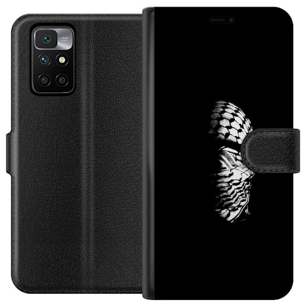 Xiaomi Redmi 10 Tegnebogsetui Keffiyeh-mønster - klassisk sort-hvid palæstinensisk tørklæde med kulturel betydning