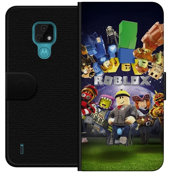 Motorola Moto E7 Tegnebogsetui Roblox Verden - Gaming Eventyr for Børn og Unge