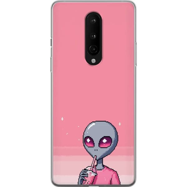 Kompatibelt Mobilskal till OnePlus 8 Pixelalien med rosa dryck rosa