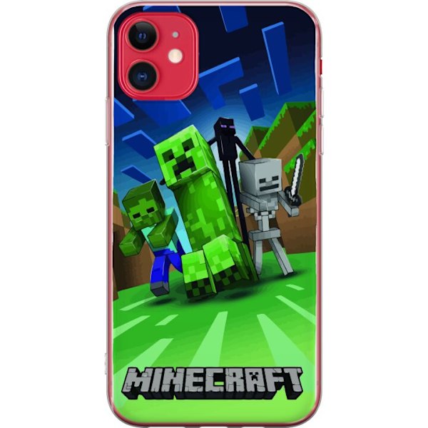 Apple iPhone 11 Genomskinligt Skal Minecraft Creeper mobilskal i klassisk grön pixelstil