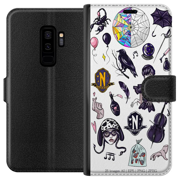 Samsung Galaxy S9+ Plånboksfodral Wednesday Stickers