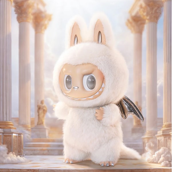 Labubu Zimomo Angel Pendant 17 cm Pop Mart Vinylfigur Blind Box | Designer Toy | Eksklusiv Samlerfigur | Trendy Bag Charm | Heavenly Edition