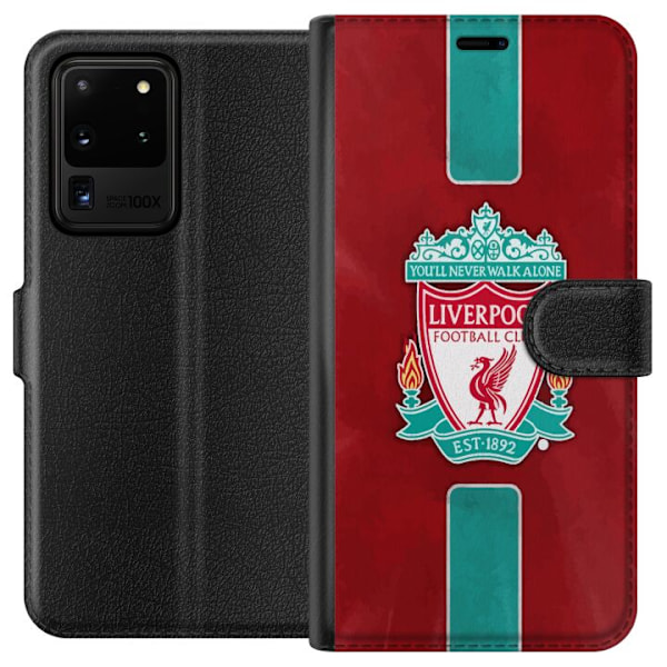 Samsung Galaxy S20 Ultra Tegnebogsetui Liverpool FC - Klassisk Fodboldstolthed i Rødt