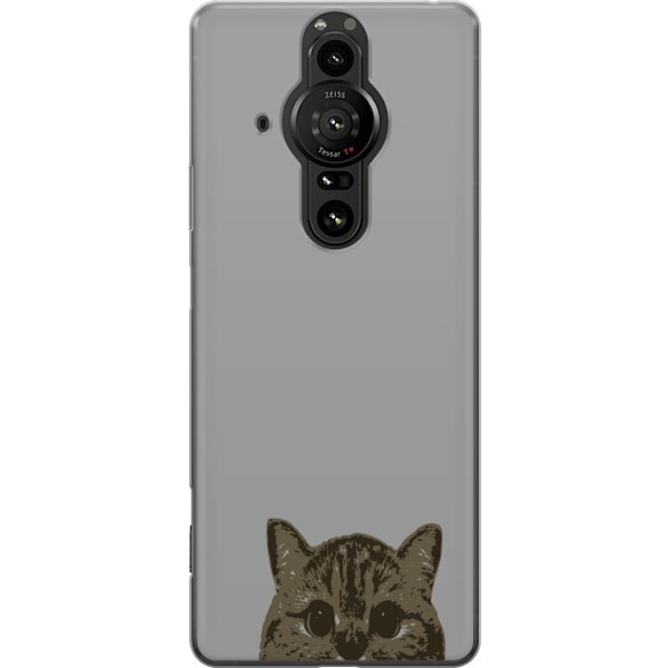 Sony Xperia Pro-I Gjennomsiktig deksel Grå Kattblikk - stilren katte design med grå bakgrunn