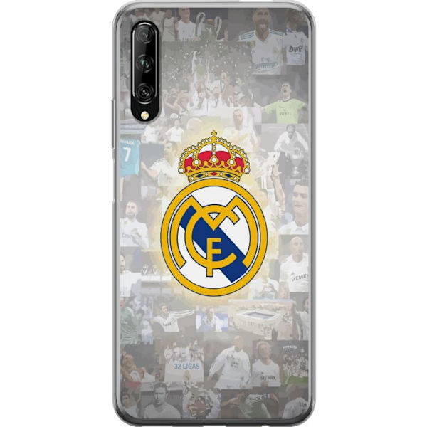 Huawei P smart Pro 2019 Läpinäkyvä kuori Real Madrid -emblem Jalkapallokerho Tunnuksella Valkoinen Kulta Design Mestarien Liiga Mestari La Liga Fan