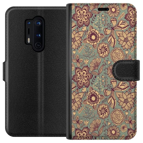 Kompatibel Tegnebogsetui til OnePlus 8 Pro Vintage Blomster