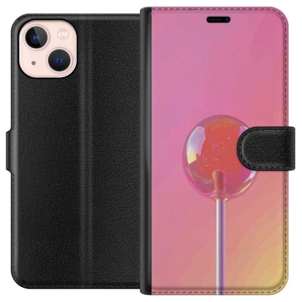 Kompatibel Tegnebogsetui til Apple iPhone 13 mini Blank lyserød pinde mod blød pastelbaggrund pink