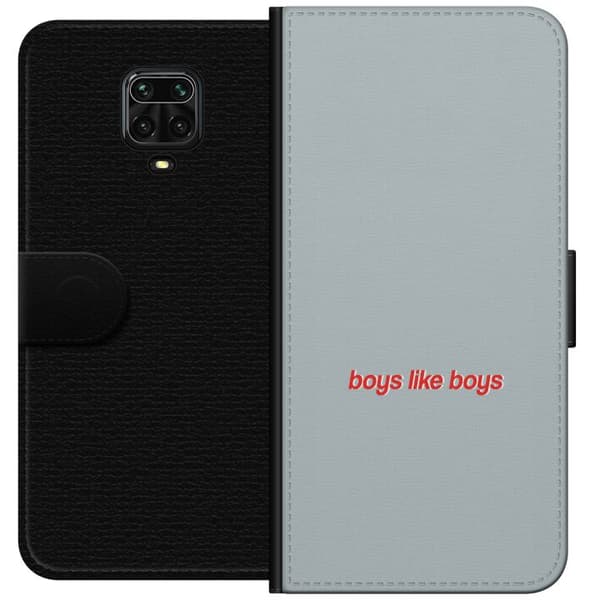 Kompatibelt Plånboksfodral till Xiaomi Redmi Note 9 Pro Boys Like Boys text grå