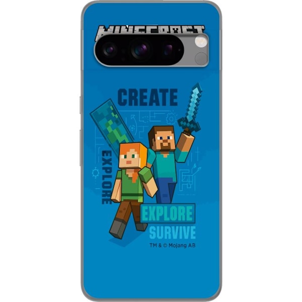 Google Pixel 8 Pro Läpinäkyvä kuori Minecraft Luolastot