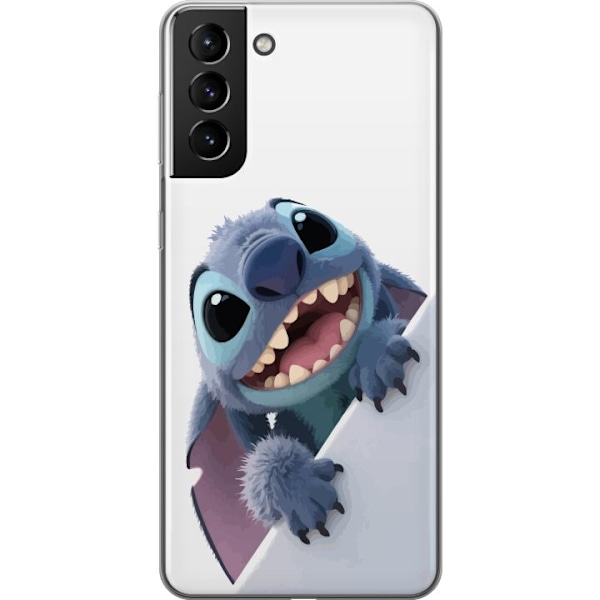 Samsung Galaxy S21+ 5G Genomskinligt Skal Happy Stitch – glad figur med charmig uttryck