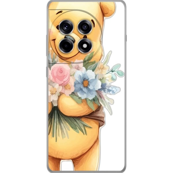 OnePlus 12R Genomskinligt Skal Nalle Puh med blommor – klassisk barnfavorit i blommande vårmiljö