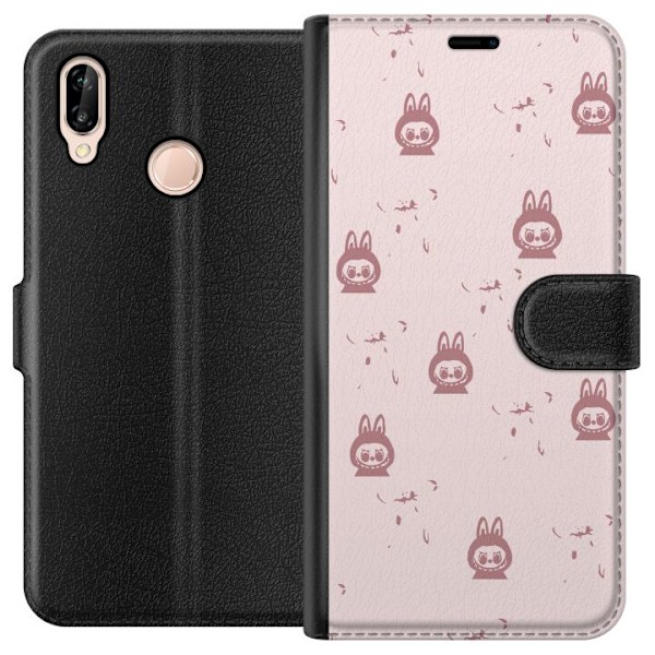 Huawei P20 lite Lompakkokotelo Labubu Neon Pop - Neonvärinen pop art hirviö