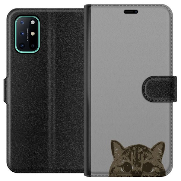 OnePlus 8T Tegnebogsetui Grå Katteblik - stilfuld kat design