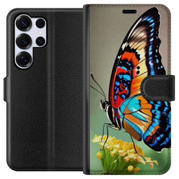 Samsung Galaxy S25 Ultra Plånboksfodral Fjäril Natur Sommar Motiv Vingar Färgstark Design Populär Dekor Grafiskt Exotiskt Tema