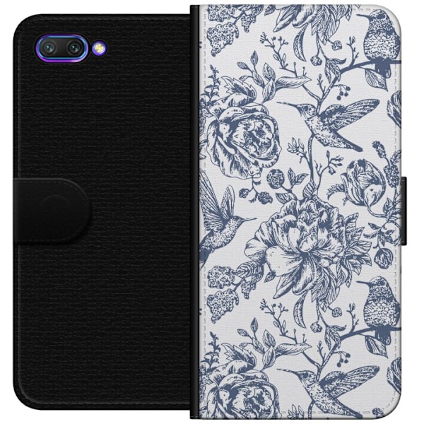 Honor 10 Lompakkokotelo Kukat & Linnut - Romanttinen Vintage-tyylinen Kuviointi