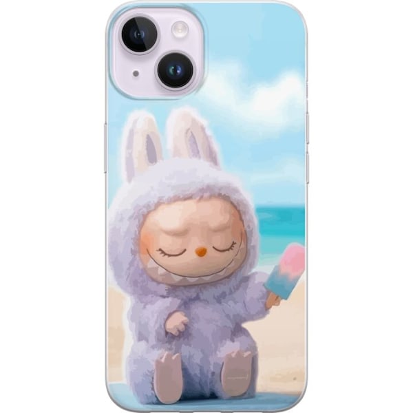 Apple iPhone 14 Genomskinligt Skal Labubu Pink Mood – Rosa monsterdesign