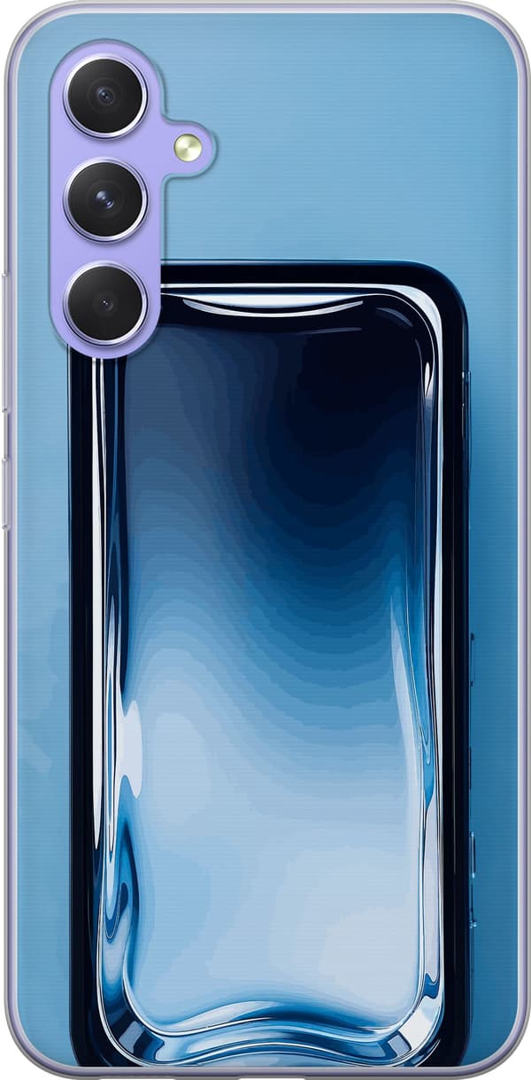 Kompatibelt Mobildeksel til Samsung Galaxy A54 Abstrakt blå glasseffekt med myke overganger og blanke refleksjoner blå