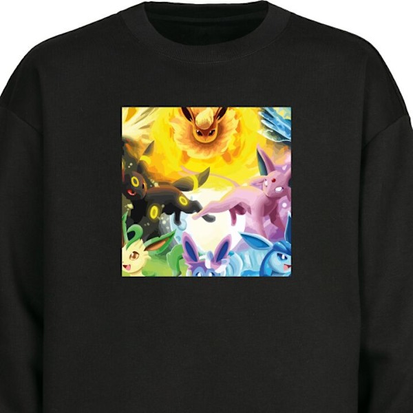 Sweatshirt til Voksne | Klassisk Collegebluse Pokemon sort XL