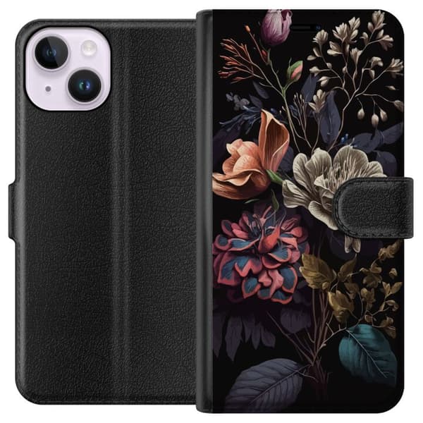 Kompatibel Tegnebogsetui til Apple iPhone 15 Blomster