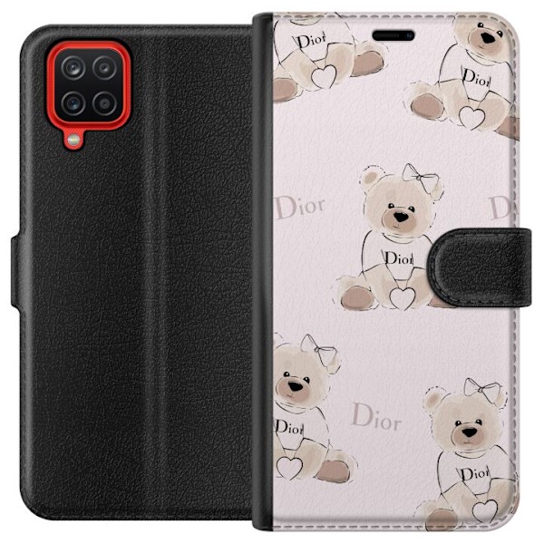 Samsung Galaxy A12 Tegnebogsetui Teddy Dior Vibes - luksuriøs bamse i modetil