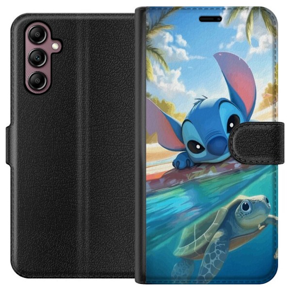 Samsung Galaxy A14 5G Tegnebogsetui Stitch med skildpadde - s