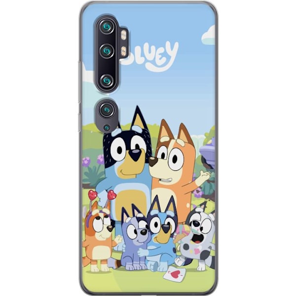 Xiaomi Mi Note 10 Genomskinligt Skal Bluey mobilskal med hela familjen i färgglad design