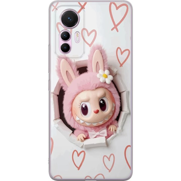 Xiaomi 12 Lite Läpinäkyvä kuori Labubu Sydän Taustakuva Pop Mart Rakkausteema Hahmodesign Suosittu Motiivi Keräilytaideteossarja