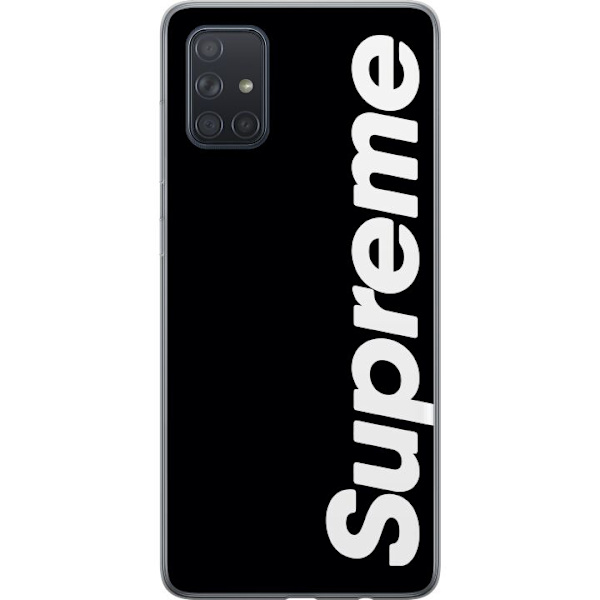 Samsung Galaxy A71 Gennemsigtig cover Supreme Sort Hvid Streetwear Design Klassisk Modeikon Trend Urban Stil Grafiskt Motiv Populær
