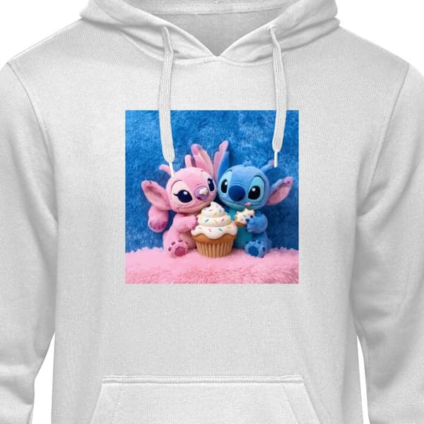 Hettegenser Barn Grå 9-11 År Søte blå og rosa figurer med stor cupcake og strøssel grå 9-11 År