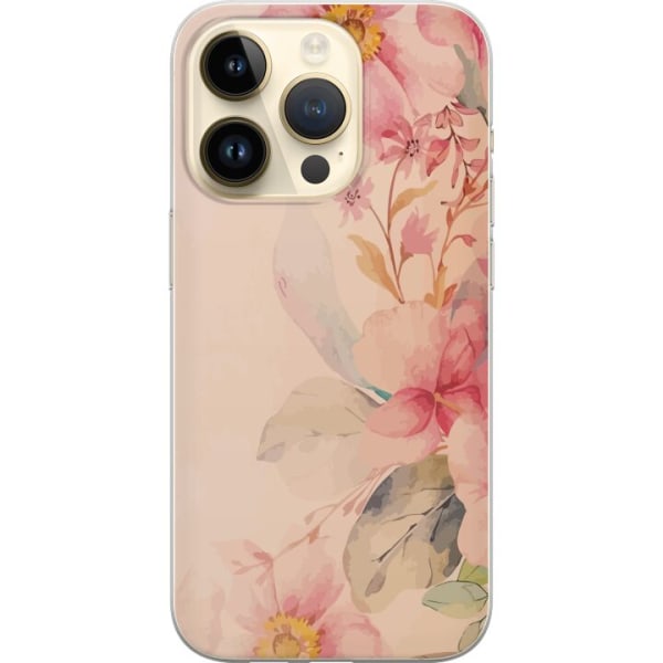 Apple iPhone 15 Pro Läpinäkyvä kuori Värikkäät Kukat