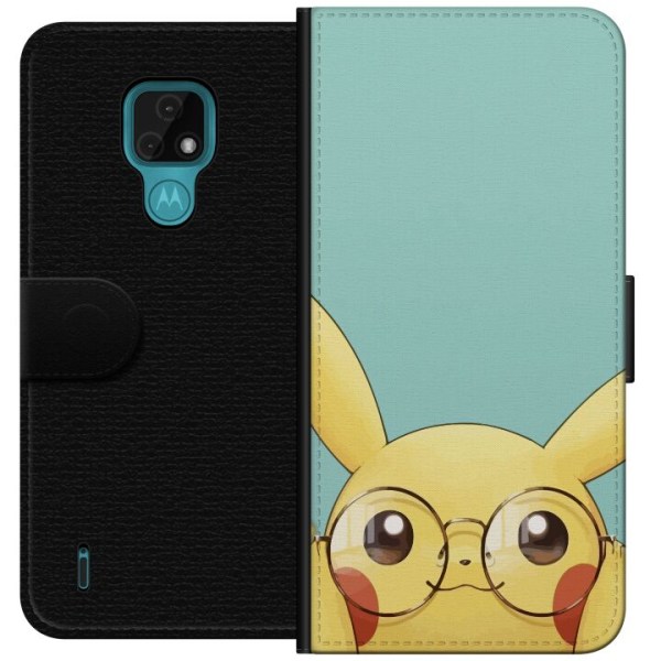 Motorola Moto E7 Plånboksfodral Pikachu glasögon