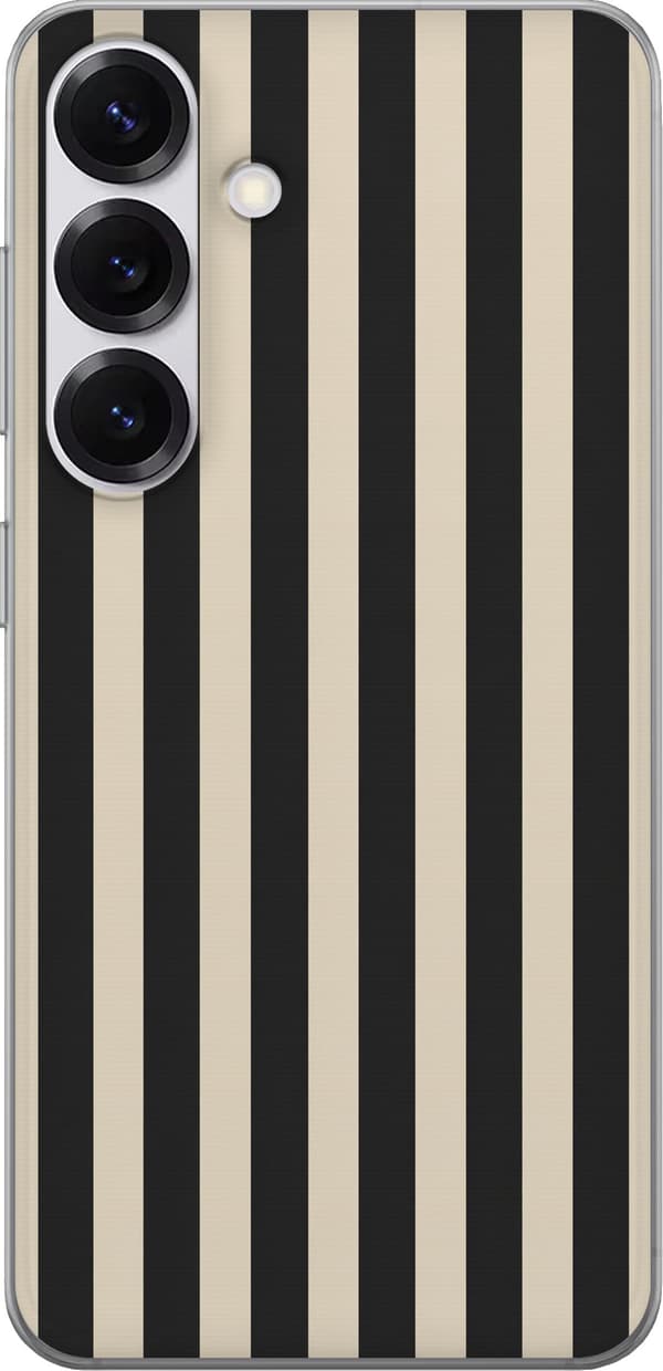 Kompatibel Mobilcover til Samsung Galaxy S25 Sortbeige striber sort