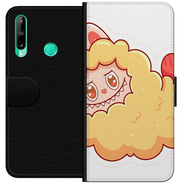 Huawei P40 lite E Tegnebogsetui Labubu Vaskebjørn Pop Mart Figur Samlerobjekt Sød Design Populært Motiv Kunstlegetøj Kreativ Figurserie