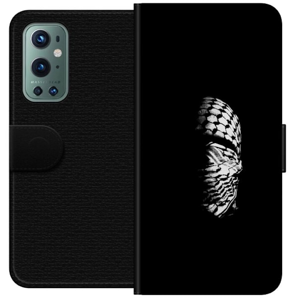 OnePlus 9 Pro Tegnebogsetui Keffiyeh-mønster - klassisk sort-