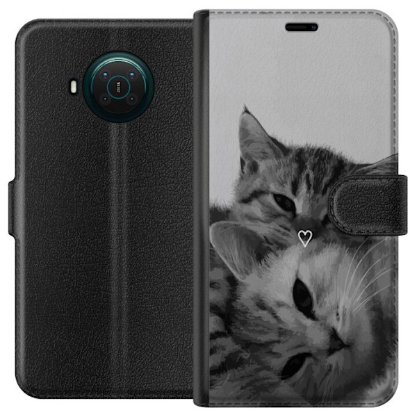 Nokia X10 Plånboksfodral Katt Hjärta