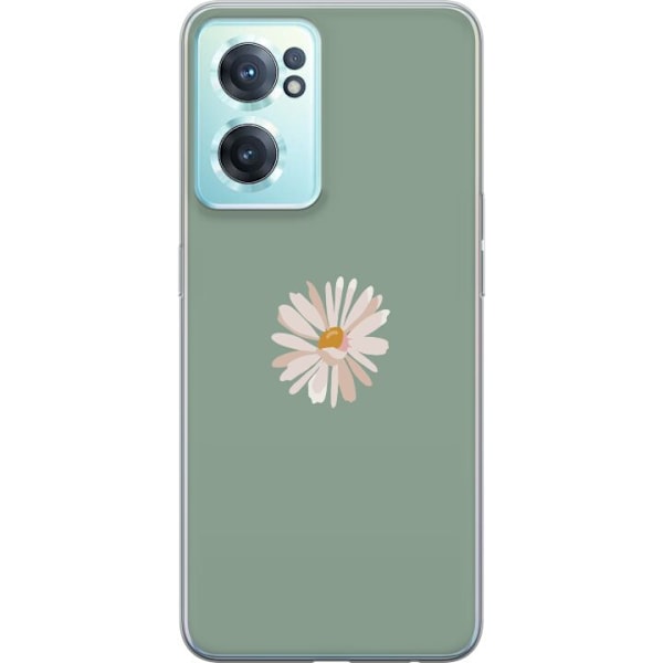 OnePlus Nord CE 2 5G Läpinäkyvä kuori Vihreä Minimalikukka - tyylikäs kukka vihreällä taustalla