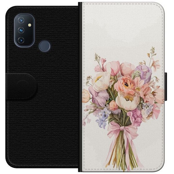 OnePlus Nord N100 Plånboksfodral Mobilskal med färgglad blombukett i romantisk stil