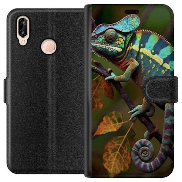 Huawei P20 lite Lompakkokotelo Lisko Graafinen Streetwear Suunnittelu Eläinmalli Moderni Kaupunkityyli Suosittu Motiivi Luova Taide Trendi