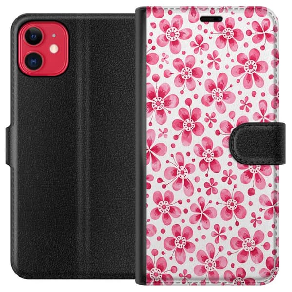 Kompatibel Tegnebogsetui til Apple iPhone 11 Azurblå flora