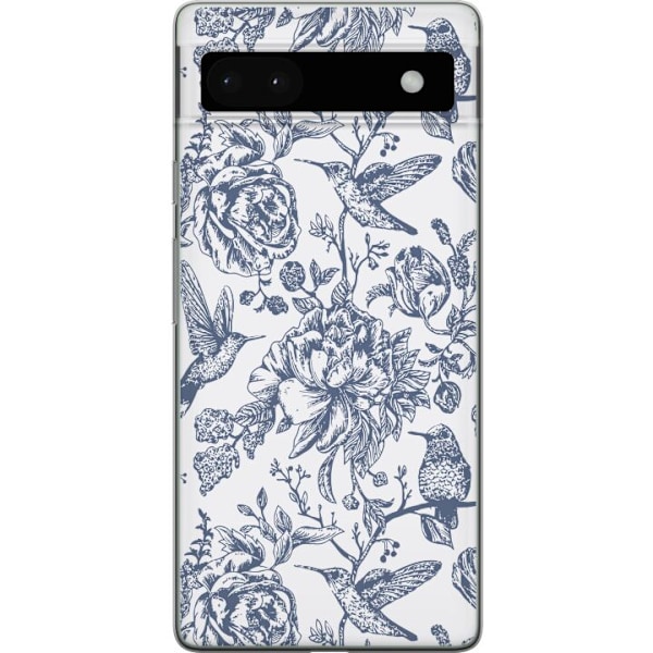Google Pixel 6a Läpinäkyvä kuori Kukat & Linnut - Romanttin