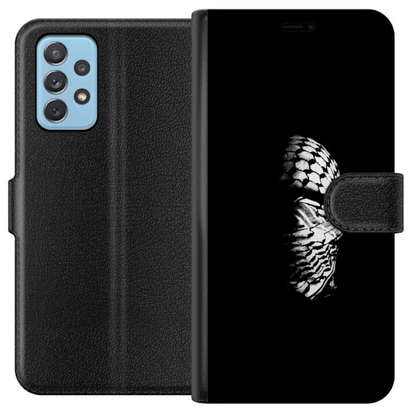 Samsung Galaxy A72 5G Tegnebogsetui Keffiyeh-mønster - klassisk sort-hvid palæstinensisk tørklæde med kulturel betydning