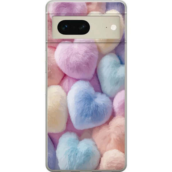 Google Pixel 7 Genomskinligt Skal Hjärtan Kärlek Grafisk Design Romantiskt Motiv Populärt Symbol Grafiskt Mönster Dekoration