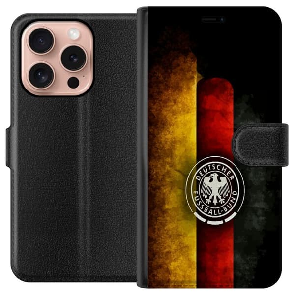 Kompatibel Tegnebogsetui til Apple iPhone 16 Pro Tysk fotbollsemblem sort